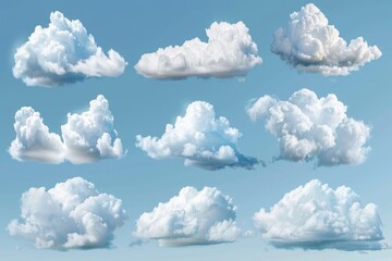 Poster - A collection of clouds floating in the clear blue sky