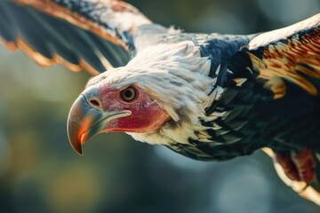 Poster - A close-up shot of a bird of prey with its wings spread wide, perfect for use in nature documentaries or wildlife photography