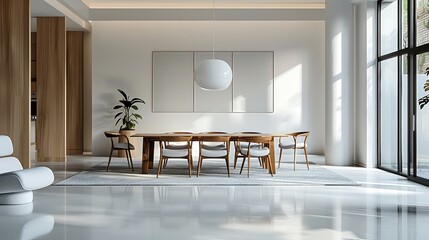 Poster - Minimalist dining rooms with accent pieces. Generative AI.