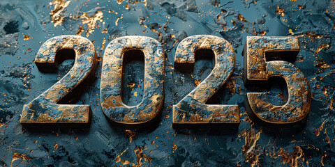 Wall Mural - a gold and blue sign with the number twenty-five on it. the sign is covered in glitter and he is a d