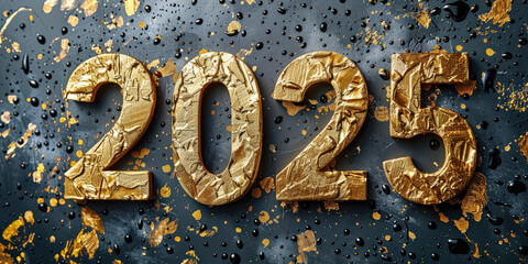 Wall Mural - a gold and blue sign with the number twenty-five on it. the sign is covered in glitter and he is a d