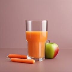 Poster - Glass of healthy and refreshing homemade juice made from apple and carrot. Health and wellness concept.	
