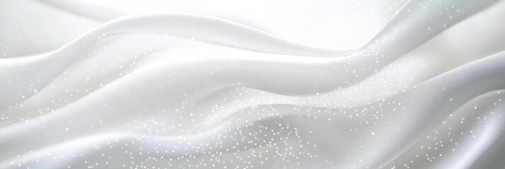 Sticker - This stunning white satin fabric beautifully showcases smooth, flowing waves along with a subtle touch of shimmer