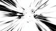 © AminaDesign - An eyecatching explosion depicted in a dynamic manga style, showcasing bold black and white lines that vividly convey a sense of speed and energetic force within a vibrant comic visual aesthetic