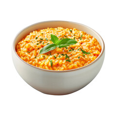 Wall Mural - A Bowl of Creamy Orange Risotto with Basil Garnish