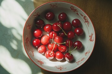 Wall Mural - Lapins Cherry in a bowl, Top View