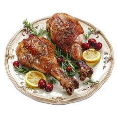 Poster - Roasted Turkey Legs with Lemon and Cranberries