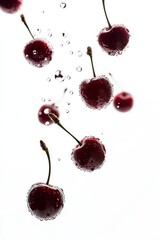 Wall Mural - Mystic photo of Bing Cherry, isolated on white background