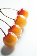 Wall Mural - Mystic photo of Rainier Cherry, isolated on white background