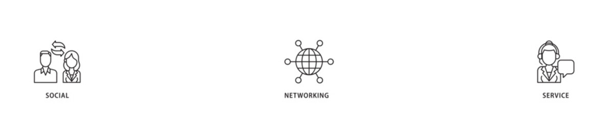 Poster - SNS icon sett lineal illustration concept with icon of communication, chat, community, internet, and user icon live stroke and easy to edit 