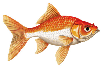 Wall Mural - Colorful goldfish swimming in clear water, cut out - stock png.