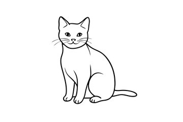 Wall Mural - Line Drawing of a Cat Minimalist  Vector Illustration