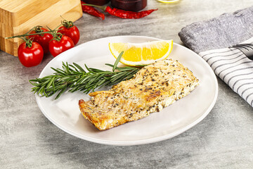 Wall Mural - Baked salmon fish served rosemary