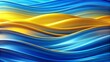 © sarinya - Bright blue and yellow smooth waves creating an abstract and elegant background, blue, yellow, waves, smooth, abstract