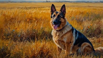 german shepherd dog on a meadow
