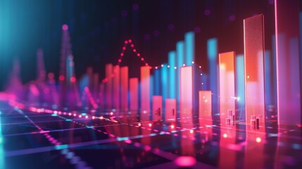 Poster - A successful business graph with rising bars, symbolizing growth, prosperity, and financial success in a competitive market
