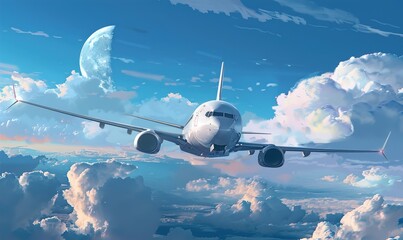 Airplane flying in the sky transportation travel vehicles with modern wing Generate AI