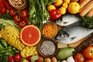 Wall Mural - selection of healthy food - generative ai