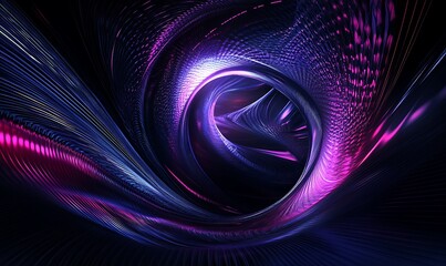 Poster - 3D Soundscape of Music Visualized as Spiraling Luminous Ribbons of Light in a Dark Futuristic Space
