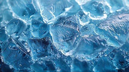 Aufkleber - Close-up of Blue Ice Cubes with Water Droplets