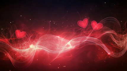 Valentines day background banner - abstract panorama background with red hearts