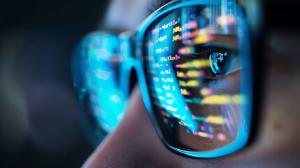 Wall Mural - A Programmer's Eye Code Reflected in Glasses, Tech Innovation