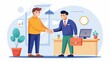 © chapicha - A warm welcome to the team. This image depicts a manager extending a welcoming handshake to a new employee, emphasizing the importance of a positive onboarding experience.
