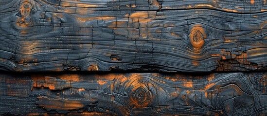 Wall Mural - Burned Wood Texture, Dark Gray and Brown, Knots