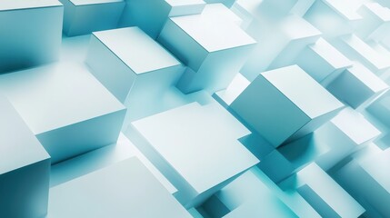Poster - stylish high-tech background with light blue and white geometric shapes