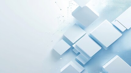 Poster - stylish high-tech background with light blue and white geometric shapes