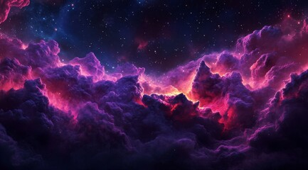 Wall Mural - An enchanting view of a breathtaking cosmic landscape with vibrant nebulae and countless shimmering stars