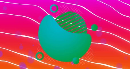 Sticker - Abstract geometric shapes and lines animation over vibrant gradient background