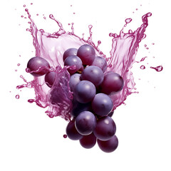 Canvas Print - grapes in splash isolated on transparent white background, clipping path