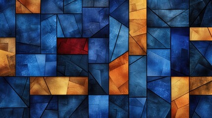 Wall Mural - Abstract stained glass background , the colored elements are blue and red  