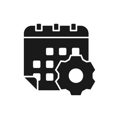 calendar with cogwheel. schedule management icon flat style isolated on white background. vector ill