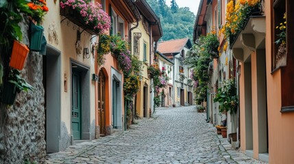  Cobblestone Street in a European Town
