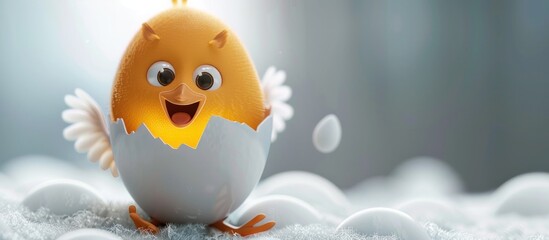 A Cheerful Chick Hatching from an Egg