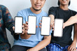 © Queenmoonlite Studio - Hands Holding Smartphone Displaying Blank White Screen For Application Mockup