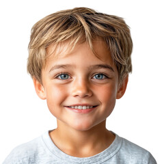 Poster - Close-up portrait of a smiling boy with handsome face, isolated on transparent background