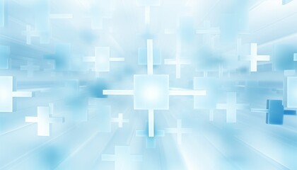 Poster - abstract blue background with cubes, cross, square, line