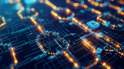 Poster - cryptocurrency transactions with digital coins, blockchain networks, and secure digital wallets. Incorporate glowing nodes, blockchain chains, highlight the technology, online business finance tech 