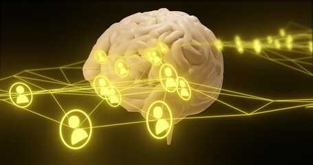 Poster - Animating network connections and user icons with human brain illustration