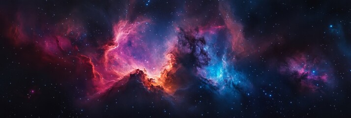Wall Mural - A stunning nebula is beautifully filled with an array of vibrant colors in the vastness of deep space