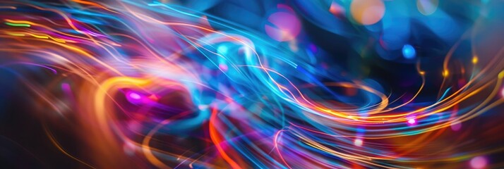 Aufkleber - Swirling light waves in the atmosphere Dynamic light effects with motion blur Innovative camera technique portraying the excitement of a celebration Vivid explosion of creativity Distinctive and