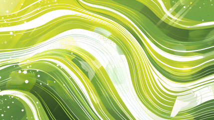 Wall Mural - Abstract green wave design with flowing lines and shapes, evoking a sense of movement.