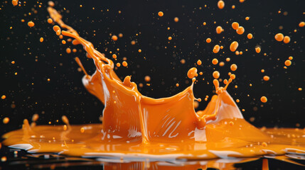 Poster - Vibrant Sauce Splash Creating Abstract Patterns on Studio Background
