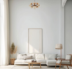 Aufkleber - minimal interior living room with artwork framed