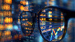 © Jirawatfoto - Financial Data Reflections: Close-up of Glasses Showing Market Trends Analysis.