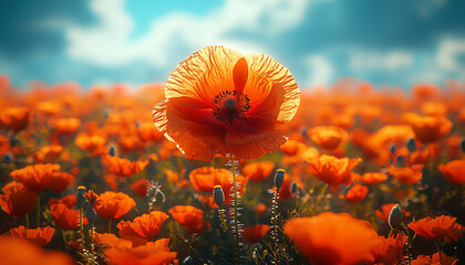 Canvas Print - Vibrant wildflowers bloom in meadow under summer sun generated by AI