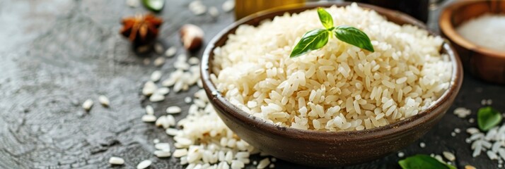 Wall Mural - Cooked rice served in a bowl